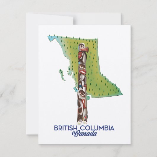 British Columbia Canada kaart poster. (Voorkant)