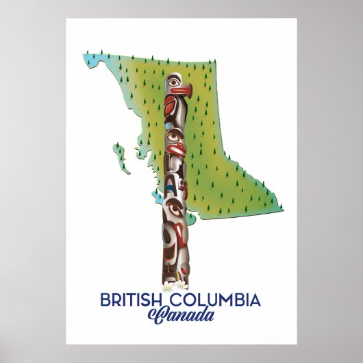 British Columbia Canada kaart poster. Poster (Voorkant)
