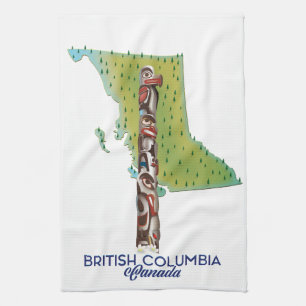 British Columbia Canada kaart poster. Theedoek