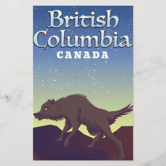 British Columbia Canada Wilde Wolf poster Briefpapier (Voorkant)