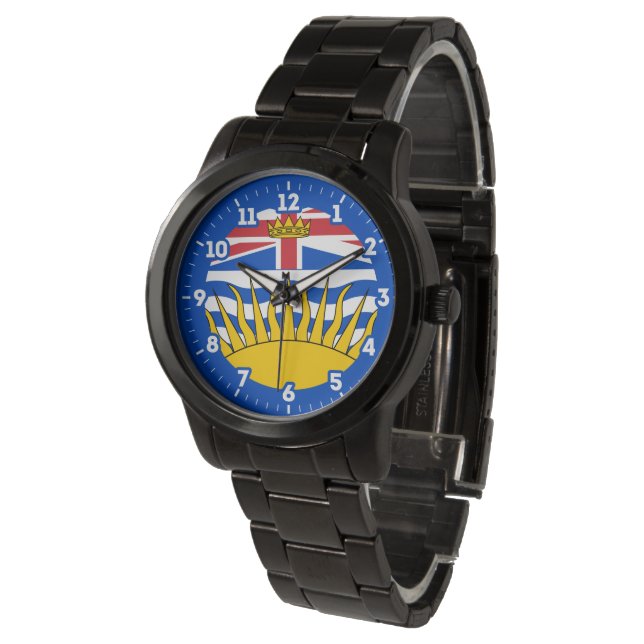 British Columbia Flag grafische wijzerplaat Horloge (Gekanteld)