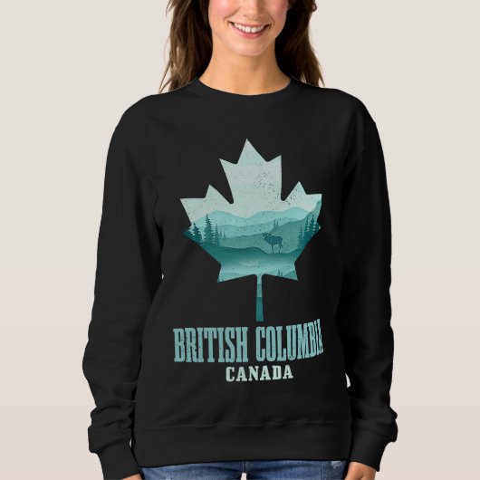 British Columbia Maple Leaf Moose Vancouver Vintag Trui (Voorkant)