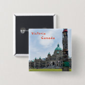 British Columbia Parliament - Victoria, Canada Vierkante Button 5,1 Cm (Voorkant /achterkant)