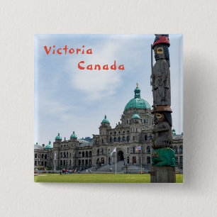 British Columbia Parliament - Victoria, Canada Vierkante Button 5,1 Cm