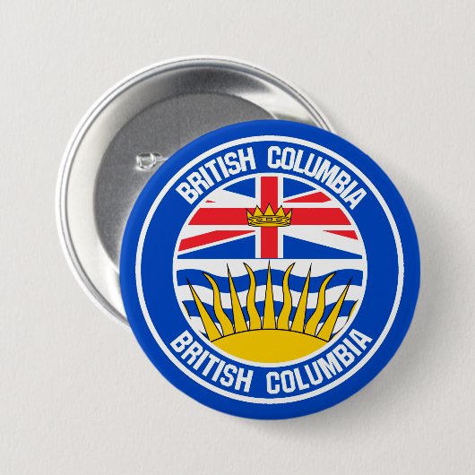 British Columbia Round Emblem Ronde Button 7,6 Cm (Voorkant /achterkant)