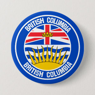 British Columbia Round Emblem Ronde Button 7,6 Cm