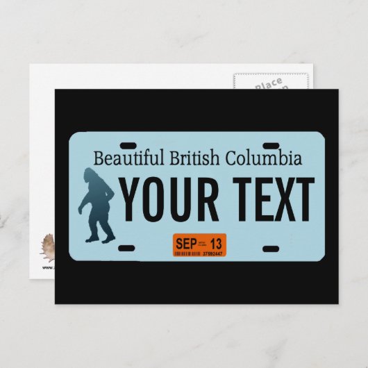 British Columbia Sasquatch License Bord Briefkaart (Voorkant / Achterkant)