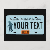 British Columbia Sasquatch License Bord Briefkaart (Voorkant)