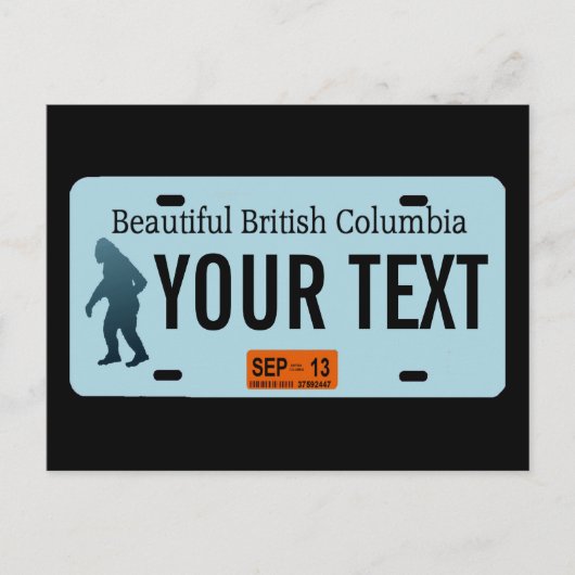 British Columbia Sasquatch License Bord Briefkaart (Voorkant)
