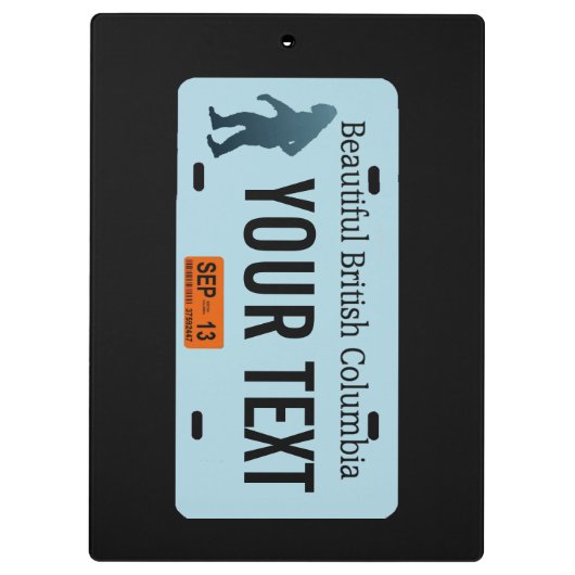 British Columbia Sasquatch License Bord Klembord (Achterkant)
