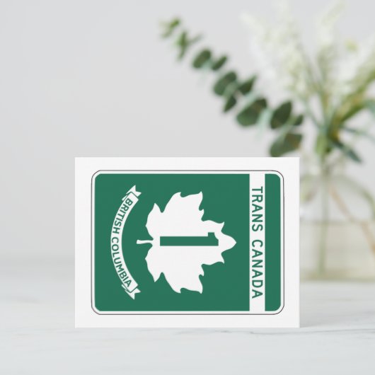 British Columbia, Trans-Canada Highway Sign Briefkaart (Staand voorkant)