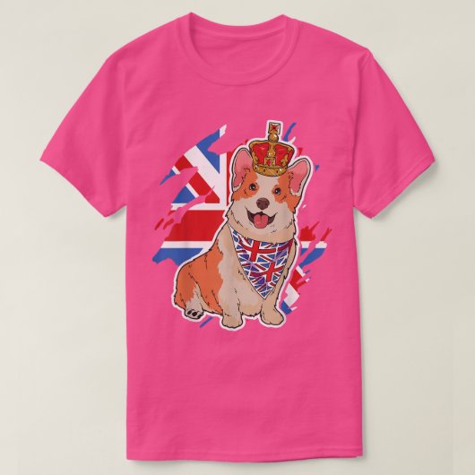British Corgi Dog Crown Union Jack Queens Platinum T-shirt (Design voorkant)