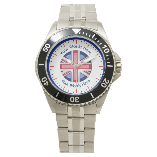 British Custom Classic Stainless Steel Watch Horloge (Voorkant)