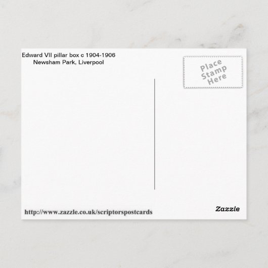 British Edward VII Pillar Box Briefkaart (Achterkant)