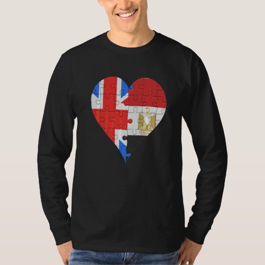 British Egyptian Flag Heart T-shirt (Voorkant)