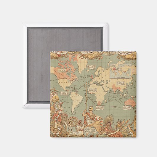 British Empire  Victoriaans Map Magneet (Voorkant / Achterkant)