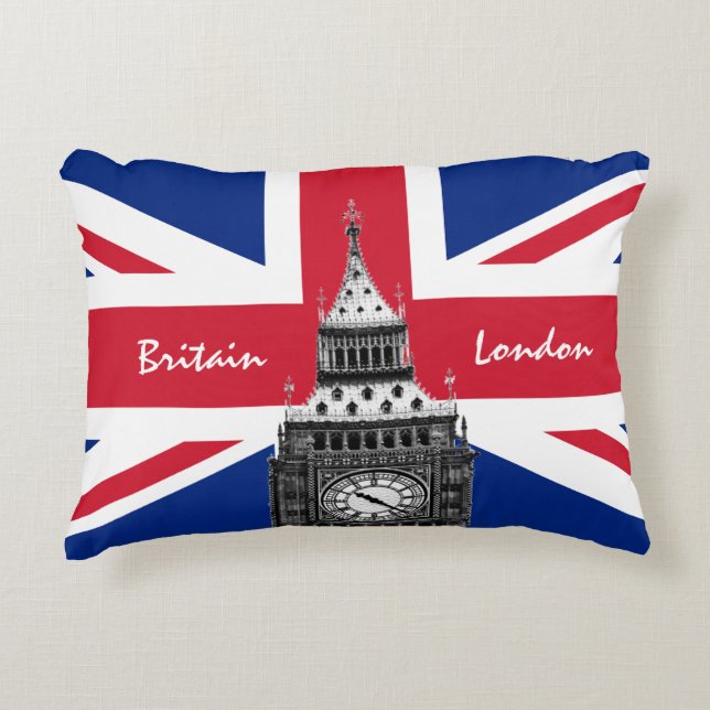 British Flag & Big Ben - Londen, VK/sportfans Accent Kussen (Voorkant)