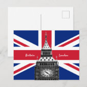 British Flag & Big Ben - Londen, VK/sportfans Briefkaart (Voorkant / Achterkant)