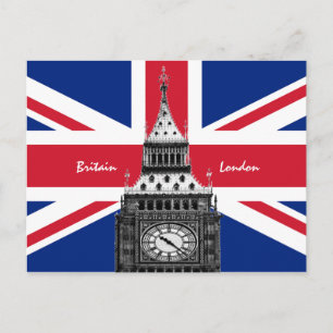 British Flag & Big Ben - Londen, VK/sportfans Briefkaart