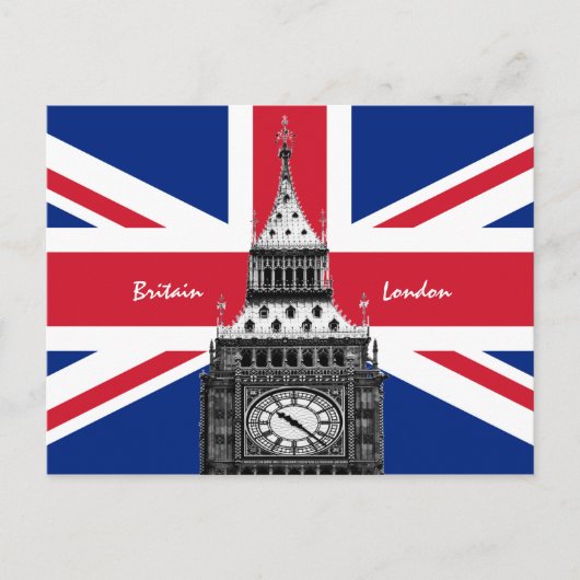 British Flag & Big Ben - Londen, VK/sportfans Briefkaart (Voorkant)