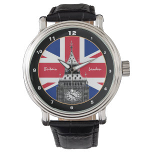 British Flag & Big Ben - Londen, VK/sportfans Horloge