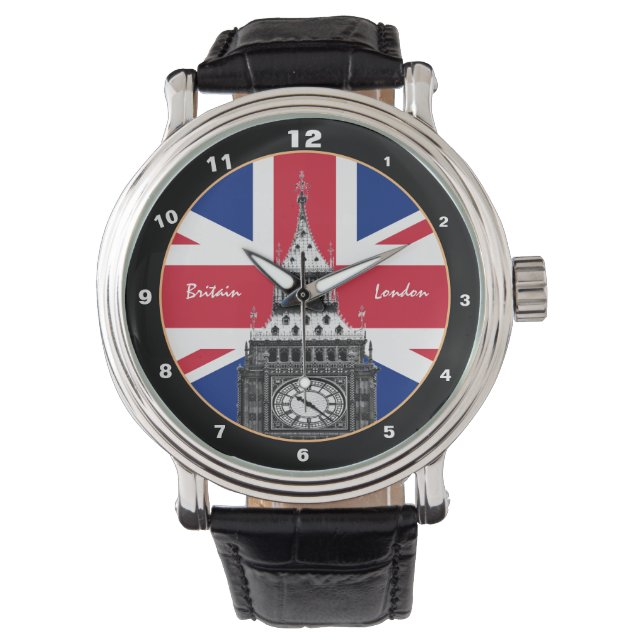 British Flag & Big Ben - Londen, VK/sportfans Horloge (Voorkant)