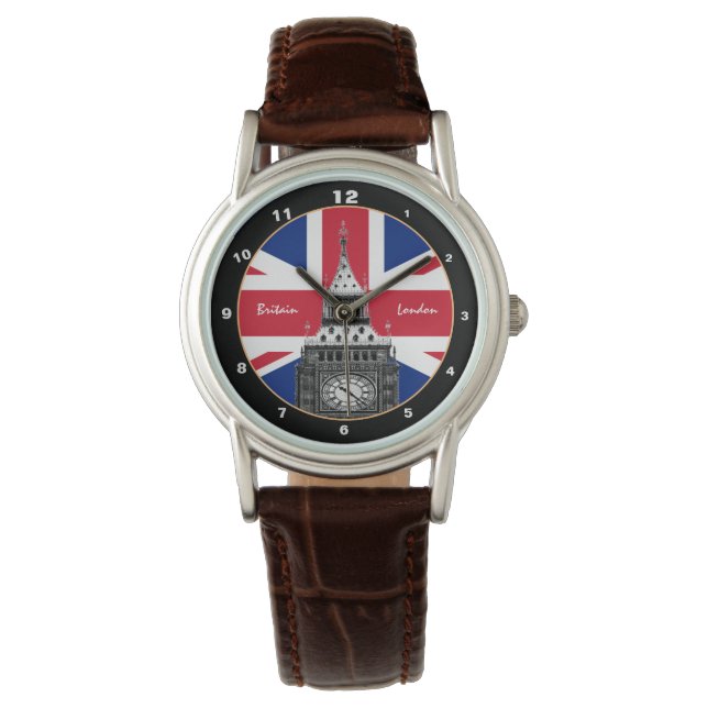 British Flag & Big Ben - Londen, VK/sportfans Horloge (Voorkant)