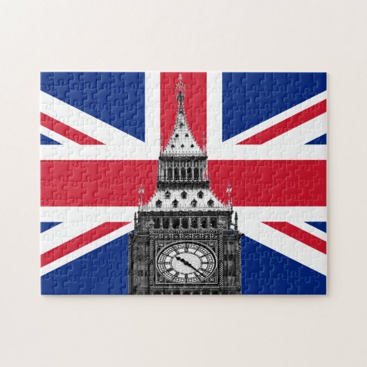 British Flag & Big Ben - Londen, VK/sportfans Legpuzzel (Horizontaal)