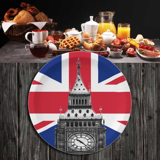 British Flag & Big Ben - Londen, VK/sportfans Papieren Bordje