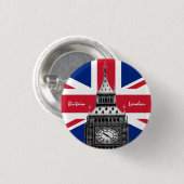 British Flag & Big Ben - Londen, VK/sportfans Ronde Button 3,2 Cm (Voorkant /achterkant)