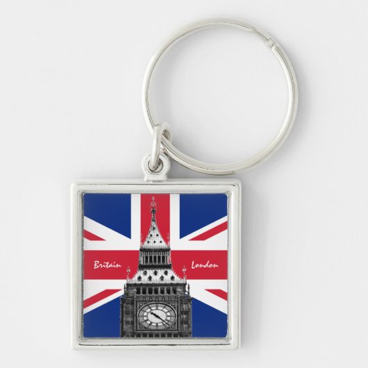 British Flag & Big Ben - Londen, VK/sportfans Sleutelhanger (Voorkant)
