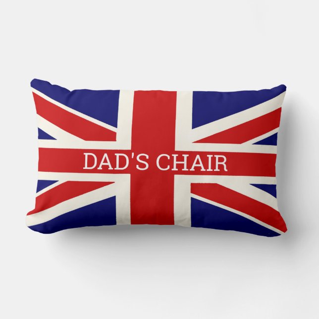 BRITISH Flag DAD'S VOORZITTER Lumbar Pillow Kussen (Voorkant)