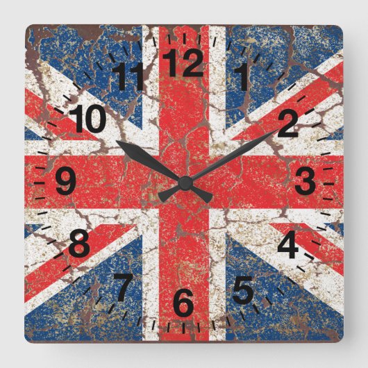 British Flag Distress Vierkante Klok (Voorkant)