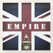 British Flag, Empire, Verenigd Koninkrijk, Big Ben Glazen Onderzetter (Voorkant)