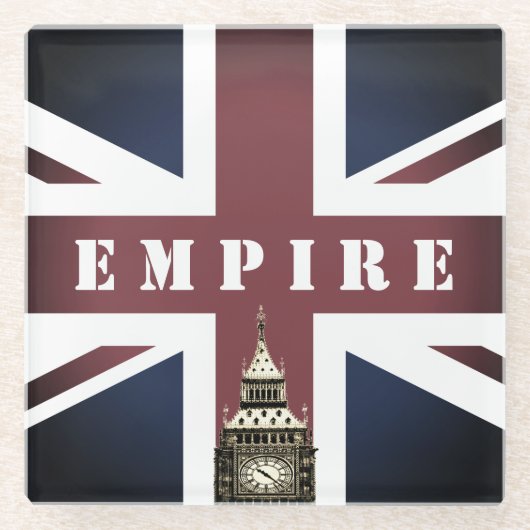 British Flag, Empire, Verenigd Koninkrijk, Big Ben Glazen Onderzetter (Voorkant)