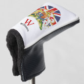 BRITISH Flag en Crest Golf Head Hoesje Golfheadcover (3/4 voorkant)