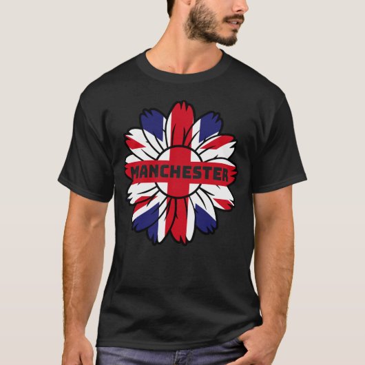 British Flag England UK Sunflower Manchester Unio T-shirt (Voorkant)