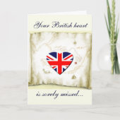 British Flag Heart/Missing You+Militair Feestdagen Kaart (Voorkant)
