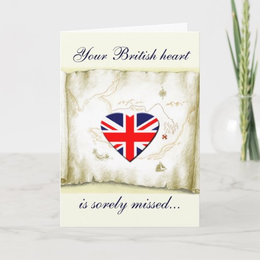 British Flag Heart/Missing You+Militair Feestdagen Kaart (Voorkant)