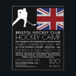 British Flag, Hockey Player, Camp Adverteren Flyer<br><div class="desc">Britse vlag,  hakkeyspeler,  kamp Adverteren brochures door de winkel van het Visitekaartje.</div>