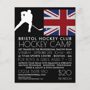 British Flag, Hockey Player, Camp Adverteren Flyer