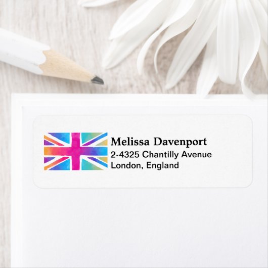 British Flag in Bright Waterverven Patriottic Etiket (Insitu)