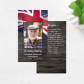 British Flag Memorial Photo Funeral Prayer Kaart (Bureau)