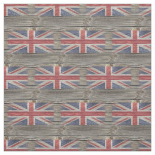 British Flag Old Wood Fabric Stof