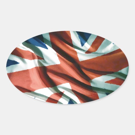 British Flag Pop Art Ovale Sticker (Voorkant)