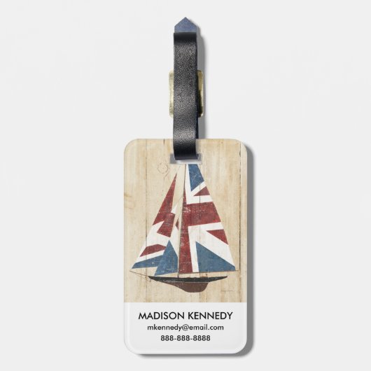 British Flag Sailboot Bagagelabel (Achterkant verticaal)
