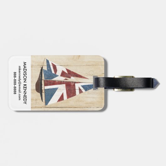British Flag Sailboot Bagagelabel (Achterkant horizontaal)