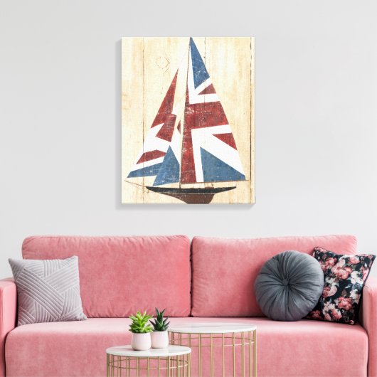 British Flag Sailboot Canvas Afdruk (Insitu (Woonkamer))