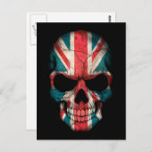 British Flag Skull op Black Briefkaart (Voorkant / Achterkant)