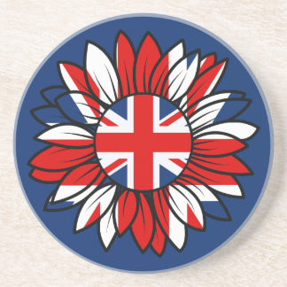 British Flag Sunflower Design Coaster  Zandsteen Onderzetter
